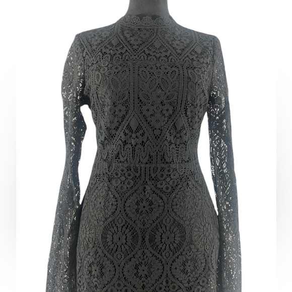 Lulus black lace cutout long sleeve mini dress, mock neck, medium, NWT - Picture 6 of 9